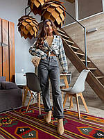 Модные серые женские джинсы на каждый день, Классические джинсы с высокой посадкой для девушек 38-M