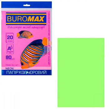 Папір офісний "BuroMAX" А4 80 г/м2 (50 аркушів) BM2721550-04 неоново-зелений 636386 G-Rich