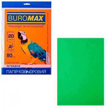 Папір офісний BuroMAX А4 80 г/м2 (50 аркушів) BM2721350-04 Intensiv зелений 636382 G-Rich