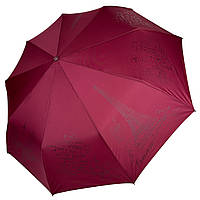 Женский складной зонт полуавтомат на 9 спиц c тисненым принтом Парижа от Frei Regen, бордовый топ