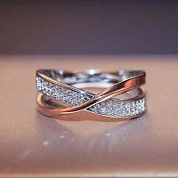 Кільце геометричне з кубічним цирконієм Чудовий блиск і перелив фіаніту класу ААА CZ!