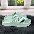 Шльопанці сланці жіночі піна м'ятні з котиком 4411, фото 2