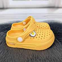 Крокси сабо дитячі для дівчинки помаранчеві з балоном Dago Style 1707