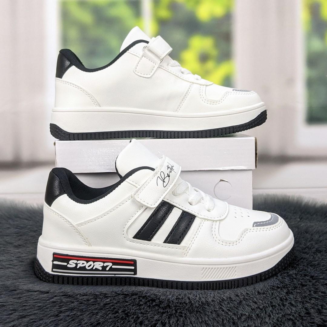 Кросівки кеди білі з чорним еко-шкіра для хлопчика або дівчинки Леопард 5328, фото 1