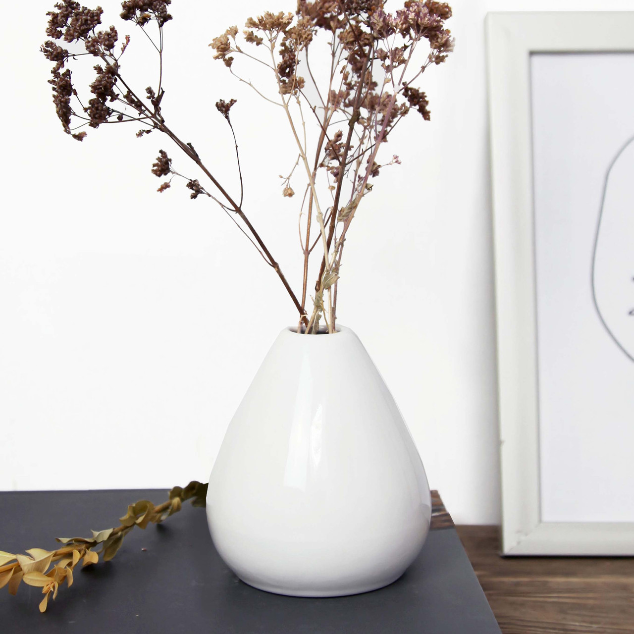 Ваза керамічна маленька для квітів PEORE Біла 9 см, фото 1