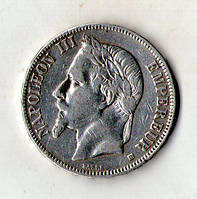 Імперія Франція 5 франків 1868 рік срібло 25 грам 900 проби король Наполеон III №179