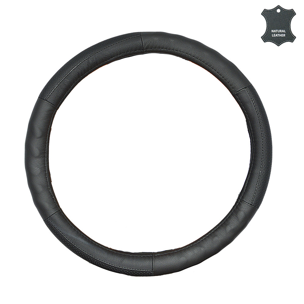 Чохол на кермо L шкіряний чорний з масажером та перфорованими вставками Elegant Plus EL 105617, фото 1