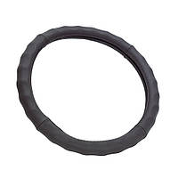 Чохол на кермо М чорний гладка шкіра і масажер Elegant Plus EL 105631