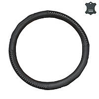 Чохол на кермо S шкіряний чорний з масажером та косичкою Elegant Plus EL 105605