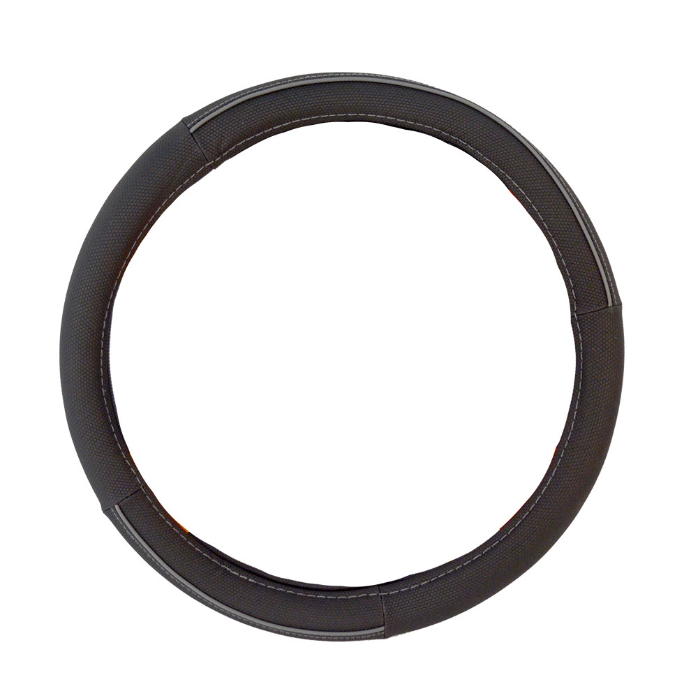 Чохол на кермо чорний з сірою ниткою розмір М Elegant Plus EL 105425