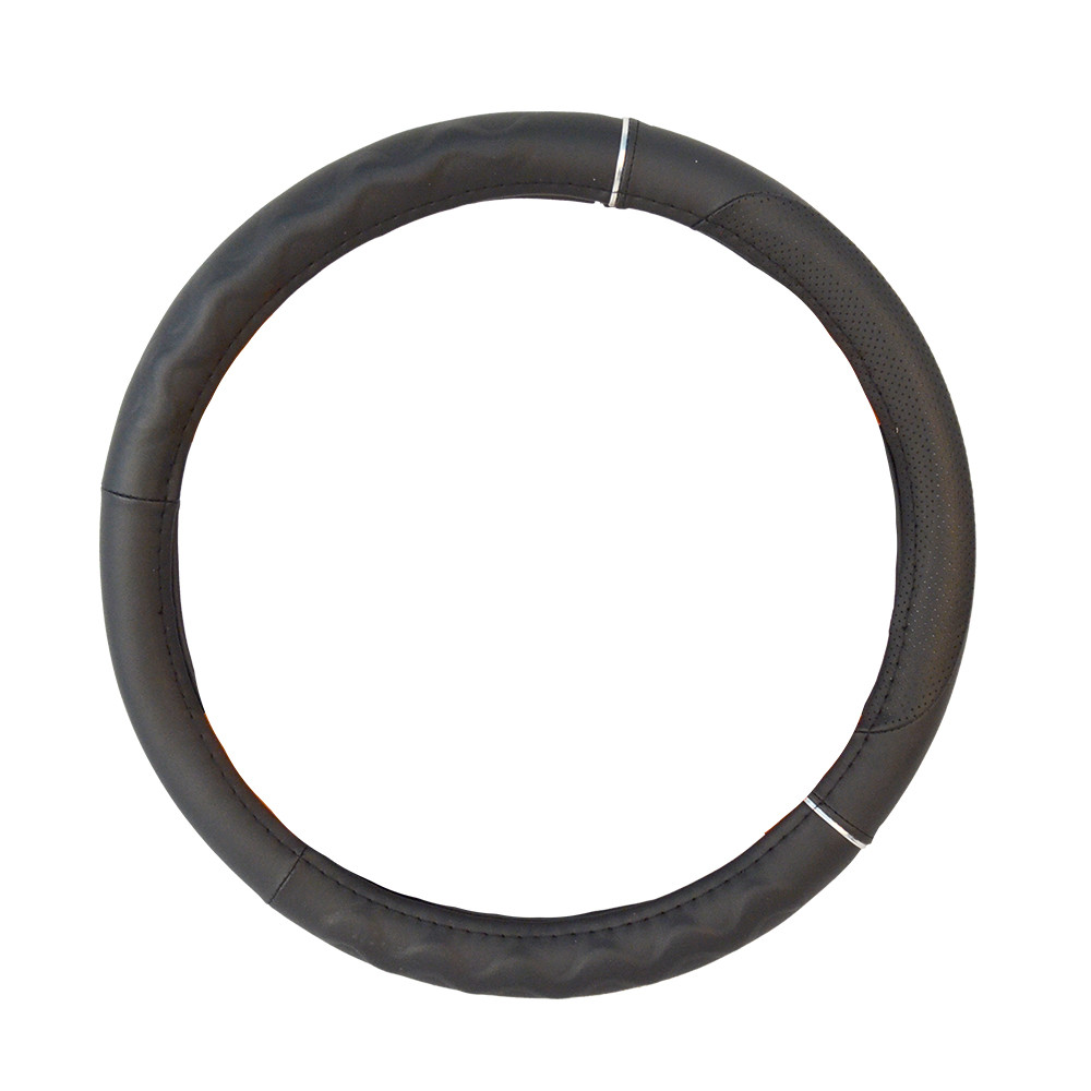 Чохол на кермо чорний з білим обідком розмір М Elegant Plus EL 105450