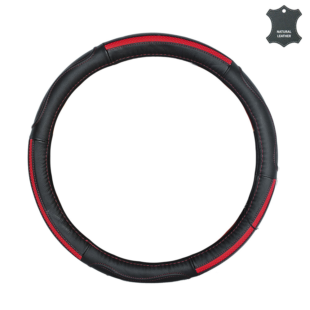 Чохол на кермо М шкіряний, червоно-чорного кольору Elegant Plus EL 105 766, фото 1