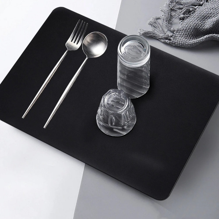 Суперпоглинальний килимок нековзний для сушіння посуду суперабсорбувальний 29*39 см чорний, фото 1