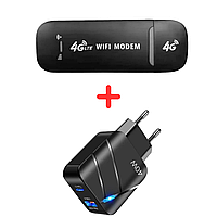 4g модем WiFi LTE карманный мобильный вай фай роутер под сим-карту + блочок USB Type C 40 Вт