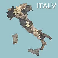 Деревянная 3D карта Италии