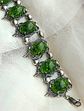Масивний ювелірний срібний браслет янтар пресований зелений, фото 4