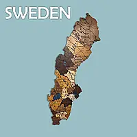 Деревянная 3D карта Швеции