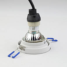 Вбудований точковий світильник білий металевий на 1 лампу GU10 9.3х2.5 см, фото 4