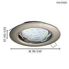 Точковий вбудований LED світильник 2.8Вт сталь сатиновий нікель 7.8х11.5 см, фото 3