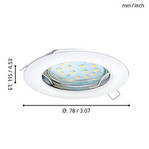 Точковий вбудований LED світильник 2.8Вт сталь білий 7.8х11.5 см, фото 2