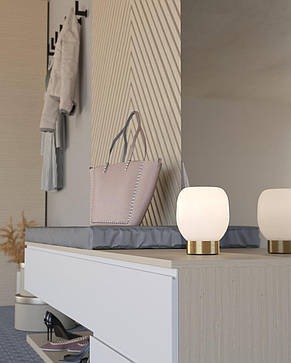 Настільна лампа сталева на 1 плафон із опалового скла Е27 золото/білий 14.5х18.5 см, фото 2