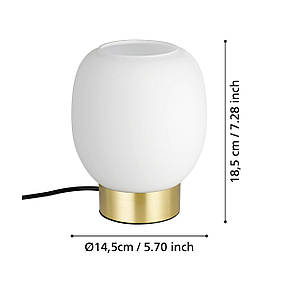 Настільна лампа сталева на 1 плафон із опалового скла Е27 золото/білий 14.5х18.5 см, фото 3