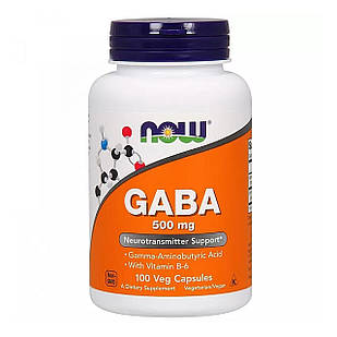 ГАМК (Гамма-аміномасляна кислота) (GABA) 500 мг 100 капсул NOW-00087