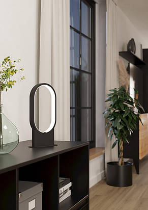 Настільна світлодіодна лампа 3000K теплий колір світіння алюміній чорна 38х20.5х8 см, фото 2