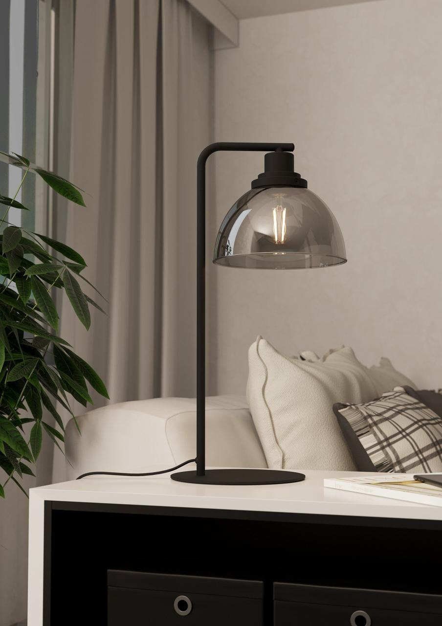 Настільна лампа з плафоном Е27 чорний метал/скло 26.5х50.5 см
