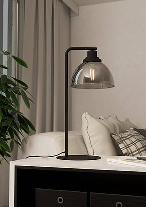 Настільна лампа з плафоном Е27 чорний метал/скло 26.5х50.5 см, фото 1