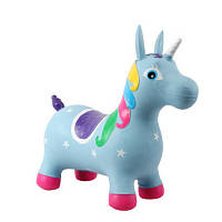 Детский резиновый прыгун Пони музыкальный фиолетовый голубой, 1300г, 60*30см