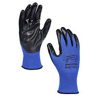 Перчатки Долони /пар/ D-OIL трикотаж синий с нитрил. покрыт.неполный.черный облив р,10