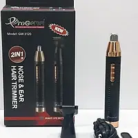 Триммер Pro Gemei универсальный аккумуляторный 2в1 для носа и ушей Золотисто-чёрный