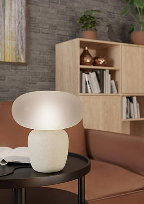 Настільна лампа керамічна скляний плафон 1 лампа Е27 30х27.5см, фото 1