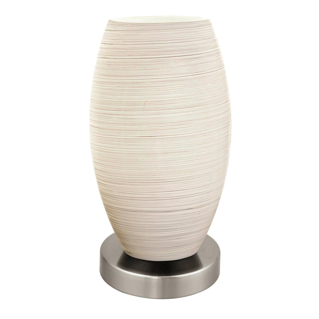 Настільна лампа металева нікель на 1 скляний білий плафон Е27 22.5х12 см