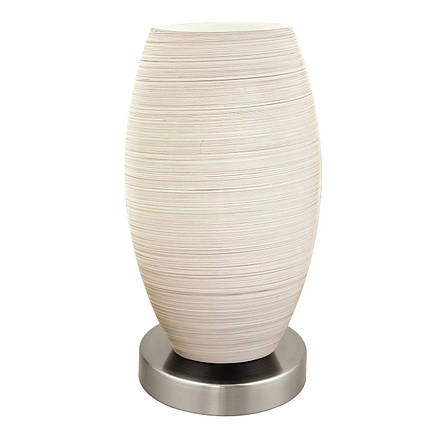 Настільна лампа металева нікель на 1 скляний білий плафон Е27 22.5х12 см, фото 1