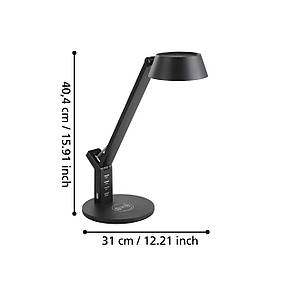 Настільна лампа світлодіодна 3000К 4.8Вт пластикова чорна 40,5х30,5х17 см, фото 3