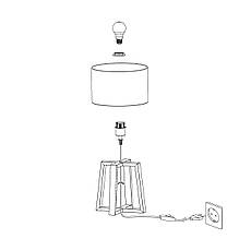 Настільна лампа з абажуром Е27 деревина сталь тканина натуральний білий хром 26х44 см, фото 4