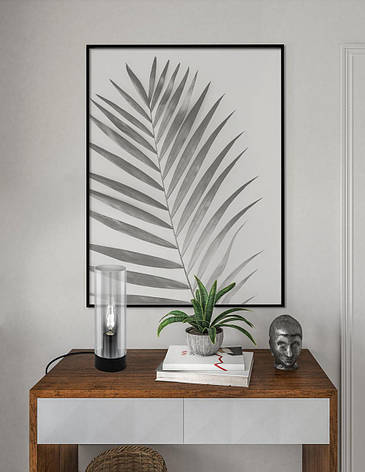 Настільна лампа на 1 лампу Е27 сталь/скло з напиленням чорний/прозоро-чорний 10х31 см, фото 2