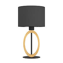 Настільна лампа дерев'яна з тканинним абажуром 1 патрон Е27 коричневий/чорний 15х42.5 см, фото 5