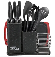 Кухонные ножи и подставки из хорошей стали,Набор ножей с подставкой zp 14 предметов, принадлежности для кухни