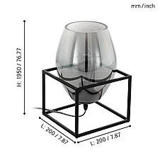 Настільна лампа металева чорна із сріблястим скляним плафоном на 1 лампу Е27 36.5х23х23 см, фото 3