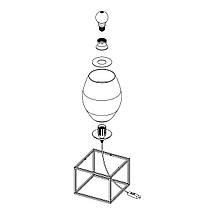 Настільна лампа металева чорна із сріблястим скляним плафоном на 1 лампу Е27 36.5х23х23 см, фото 4