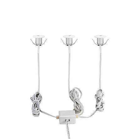 Світлодіодний вбудований точковий світильник білий металевий 3 лампи 3х4 см, фото 1