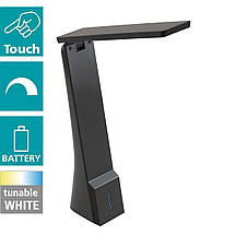 Настільна лампа пластикова чорна 2700K-5000К сенсорний диммер 26х20х7 см, фото 2