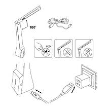Настільна лампа пластикова чорна 2700K-5000К сенсорний диммер 26х20х7 см, фото 5