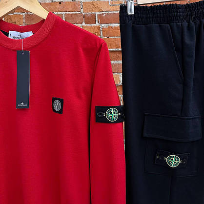 Мужской спортивный костюм 3в1 Stone Island с жилеткой на парня стильный модный комплект 3в1 весенний-осенний, фото 6