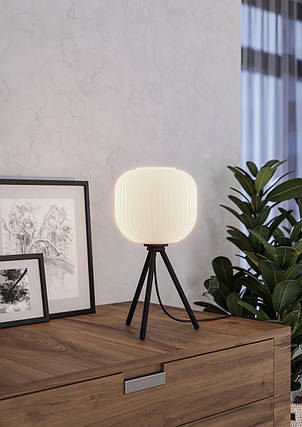 Настільна лампа Е27 сталь скло чорна біла 20х40 см, фото 2