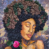 Картина з мохом - портрет жінки олійними фарбами та стабілізований мох, фото 4