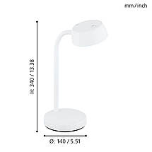 Настільна світлодіодна лампа пластикова біла на 1 лампу 34х14 см, фото 4